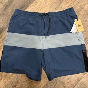 Quiksilver Omni Training Shorts 17” Navy/Light Blue Stripe (2-In-1 Compression)